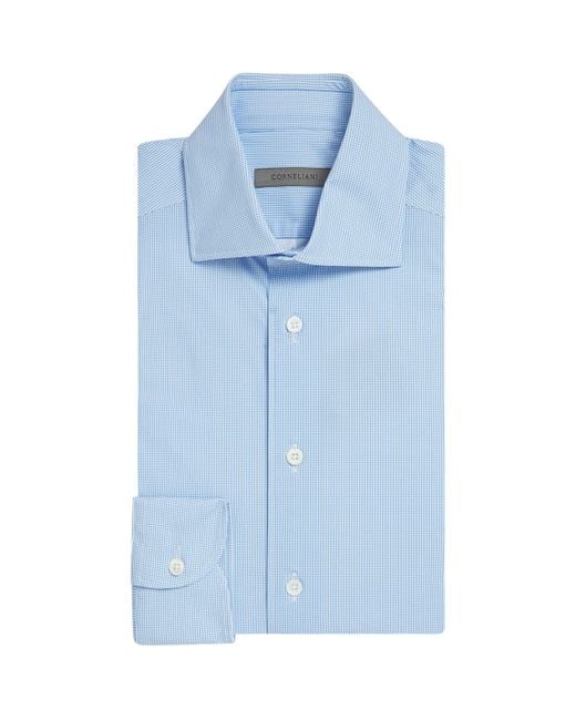 Corneliani Blue Patterned Formal Shirt for men