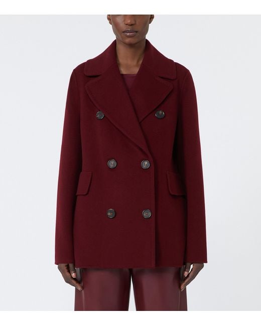 Max Mara Purple Virgin Wool Double-Breasted Short Coat