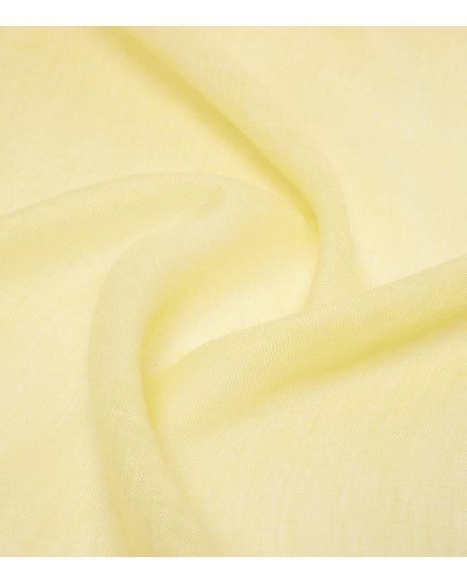 Weekend by Maxmara Yellow Linen Fringe-Trim Scarf