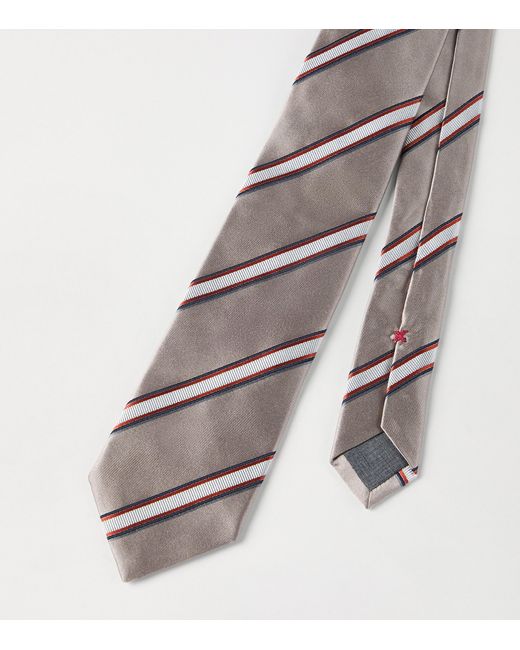 Brunello Cucinelli Natural Silk Stripe Tie for men