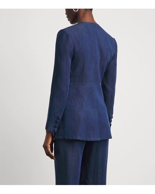 Huishan Zhang Blue Chambray Embellished Clay Blazer