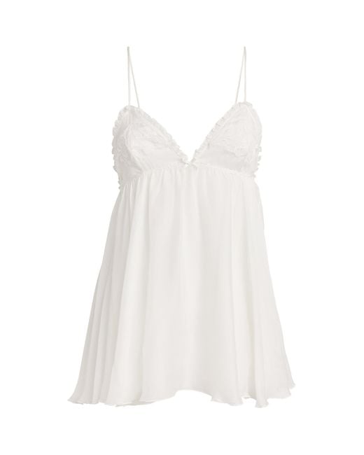 Skims White Silk Bridal Romance Babydoll Slip