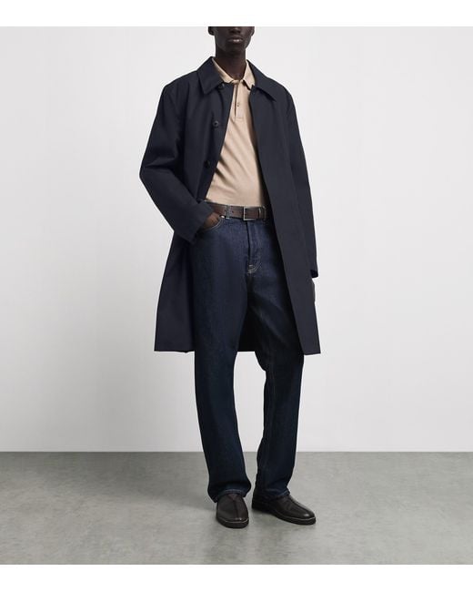 Sunspel Blue Cotton Ventile Overcoat for men