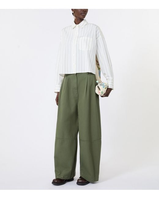 Weekend by Maxmara White Satin-Panel Stripe Shirt