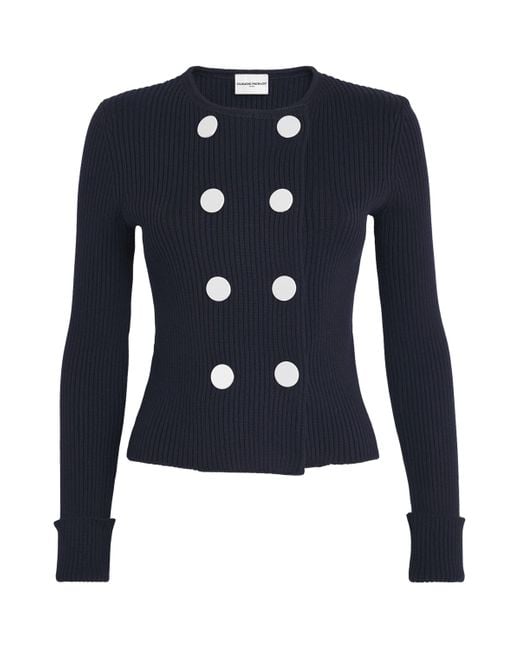 Claudie Pierlot Blue Wool-Blend Double-Breasted Cardigan