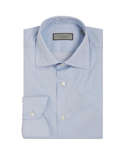 Canali Blue Cotton Striped Shirt for men