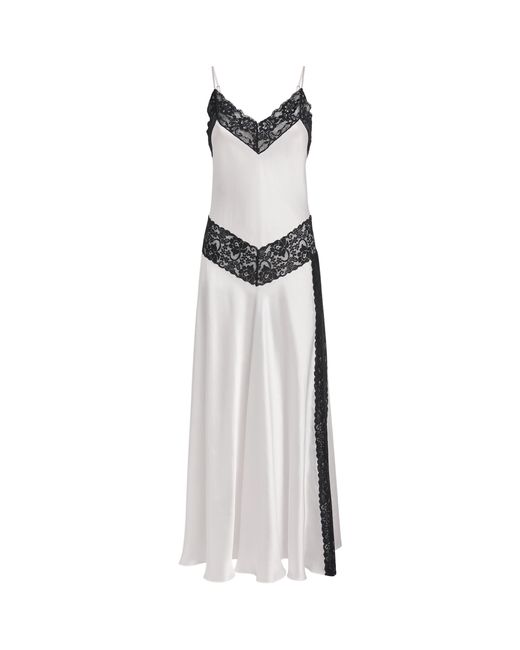 Loretta Caponi White Silk Lace-Detail Carrie Nightdress