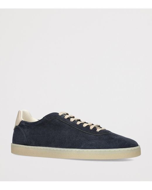 Brunello Cucinelli Blue Suede Low-Top Sneakers for men