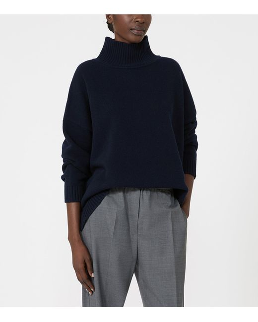 Weekend by Maxmara Blue Virgin Wool High-Neck Sweater