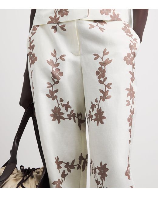 Claudie Pierlot White Floral Print Wide-Leg Trousers