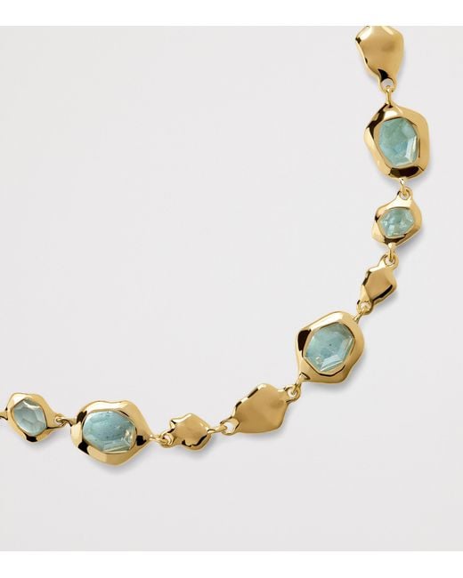 Monica Vinader Metallic Vermeil And Aquamarine Odyssey Pebbled Chain Bracelet