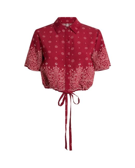 Devon Windsor Red Bandana Print Cropped Rosie Shirt