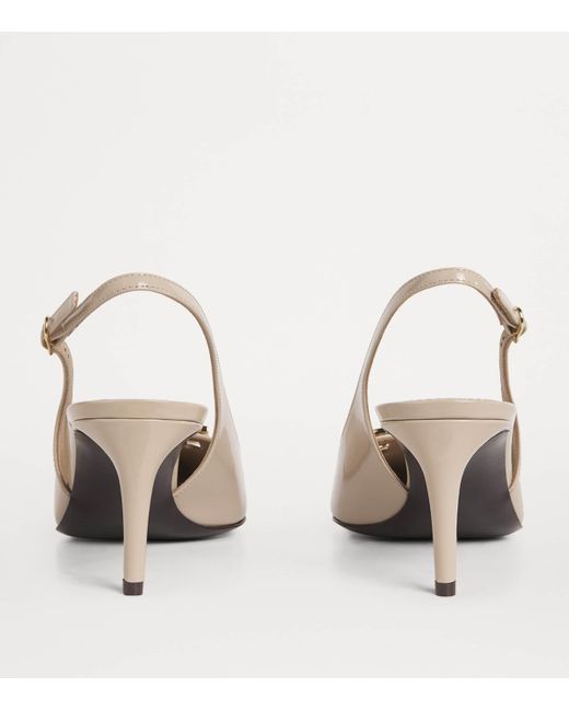 Dolce & Gabbana Metallic Patent Leather Logo Slingback Pumps 60