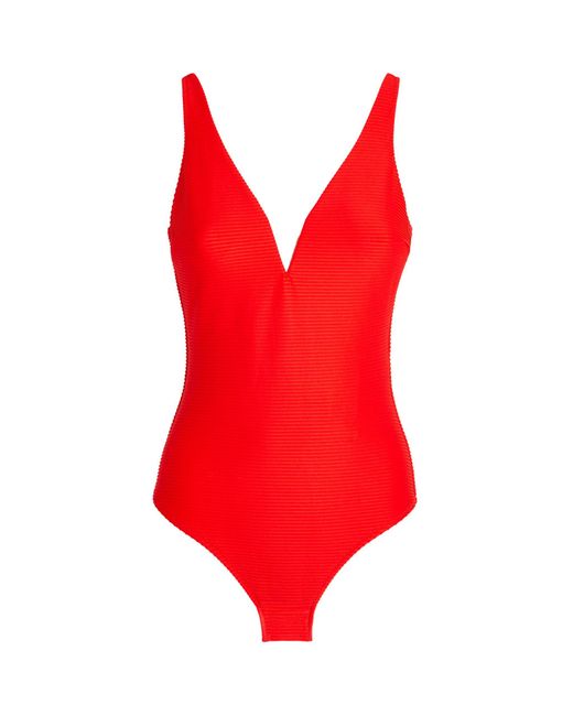 Heidi Klein Red Vicenza V-cut Swimsuit