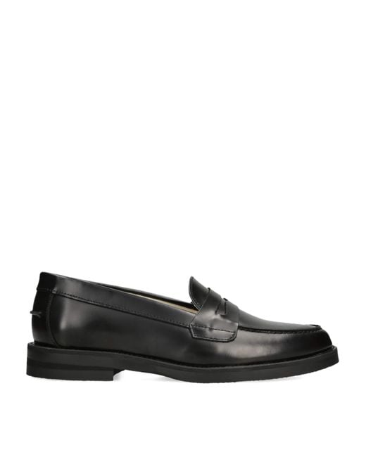 Duke & Dexter Black Leather Wilde Penny Loafers