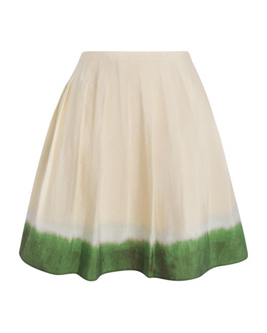 Vince Green Dip Dye Pleated Midi Skirt