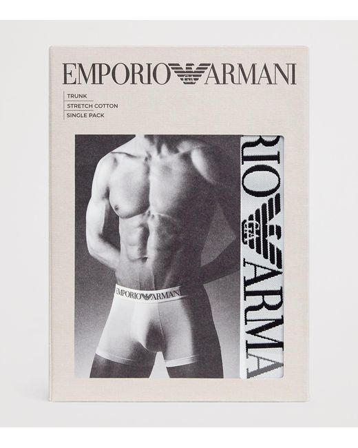 Emporio Armani White Stretch-Cotton Logo Trunks for men