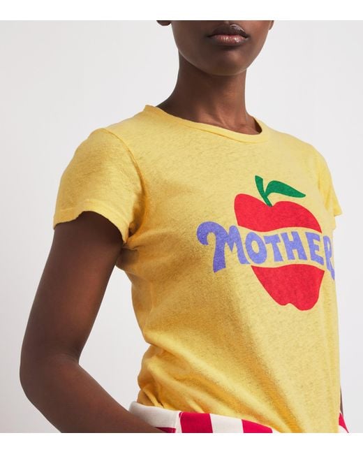 Mother Yellow Cotton-Linen The Lil Sinful T-Shirt