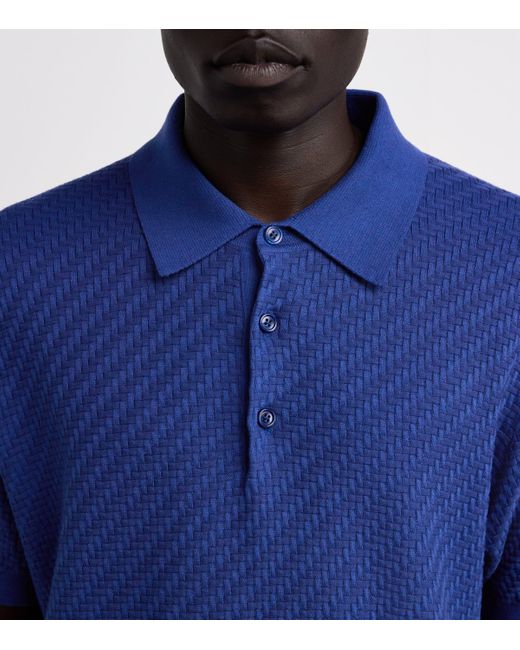 Brioni Blue Cotton-Silk-Cashmere Polo Shirt for men