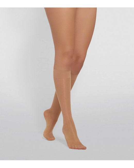 Wolford White Satin Touch 20 Knee-High Stockings