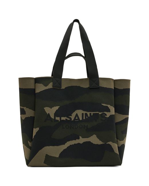 AllSaints Black Knitted Camouflage Izzy Tote Bag