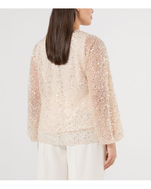 Marina Rinaldi Natural Sequin-Embellished Blouse