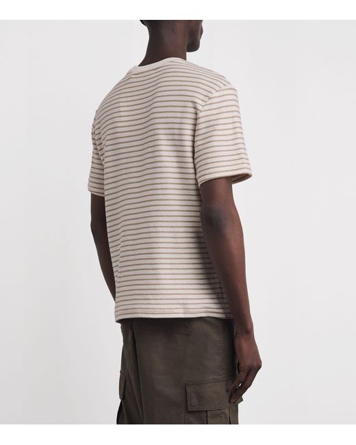 FRAME White Cotton Rib-Knit Stripe T-Shirt for men