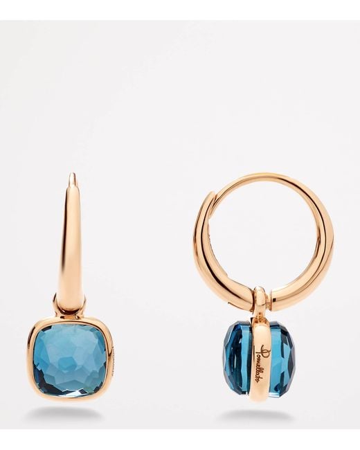 Pomellato Blue And Topaz Nudo Earrings