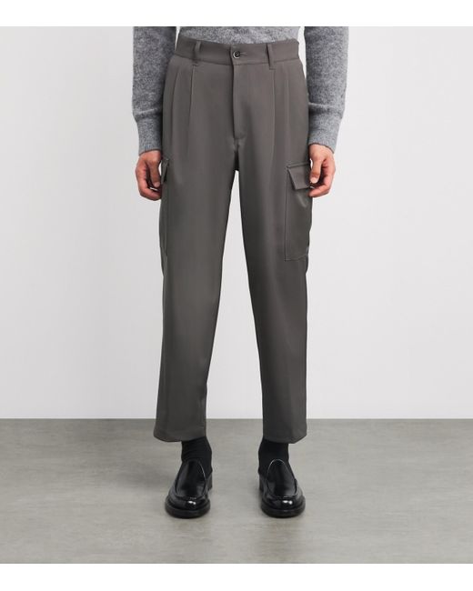 Barena Gray Stretch-Virgin Wool Pleated Trousers for men