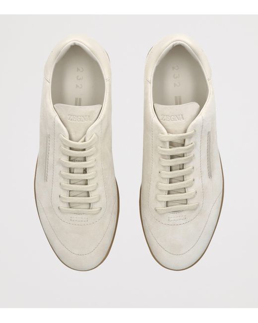 Zegna White Suede 232 Sneakers for men