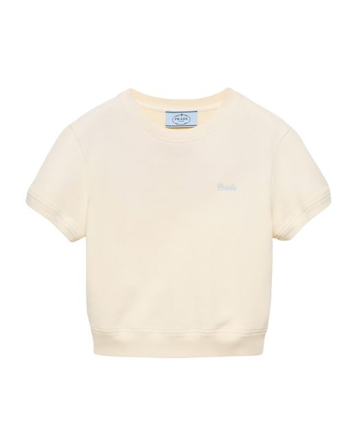 Prada White Cotton Fleece T-Shirt