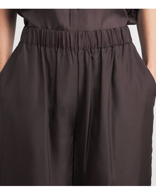 LeKasha Brown Silk Pamir Wide-Leg Trousers