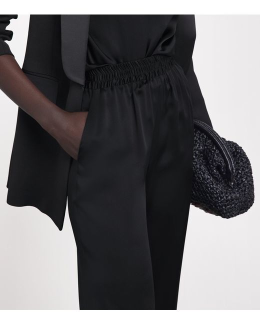 Eleventy Black Silk Wide-Leg Trousers