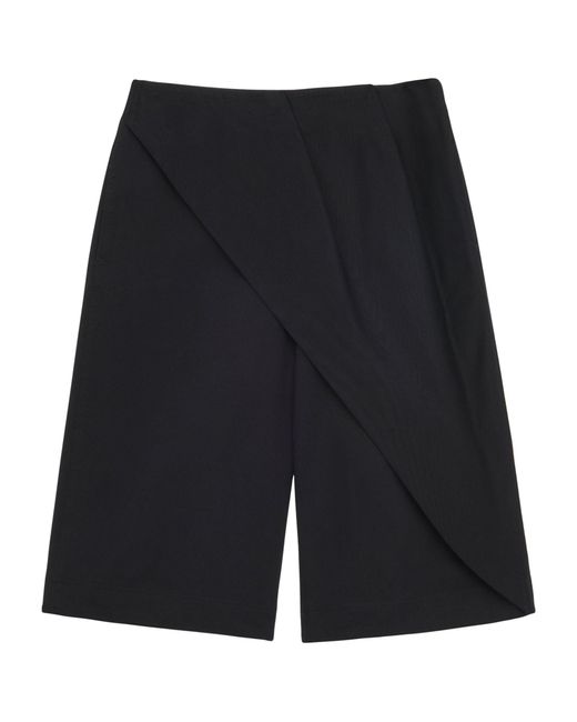 Loewe Black Cotton-blend Wrapped Pleated Shorts