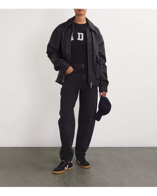 ADANOLA Black Cotton Oversized T-Shirt