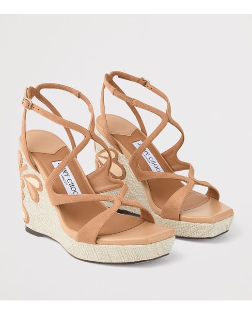 Jimmy Choo Metallic Ayla 110 Suede Wedge Sandals