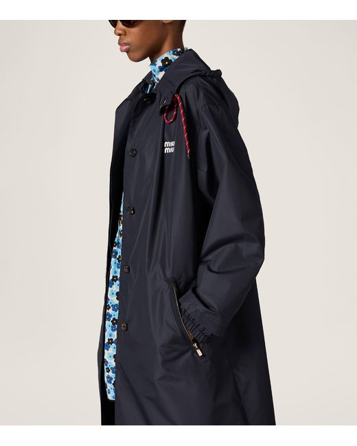 Miu Miu Blue Technical Hooded Coat
