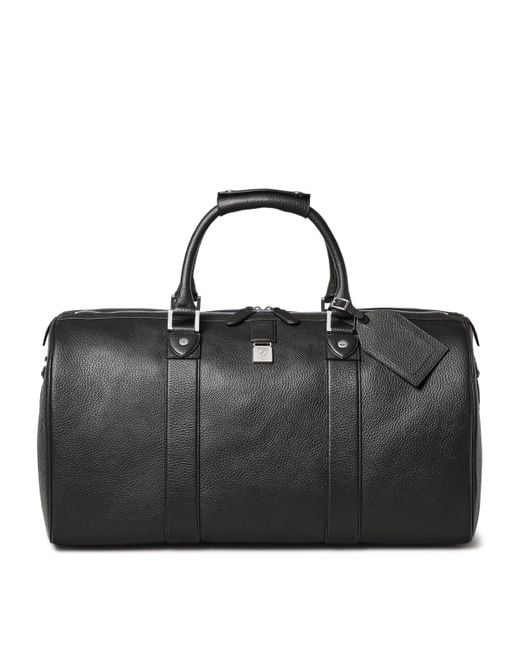 Aspinal Black Leather Boston Holdall for men