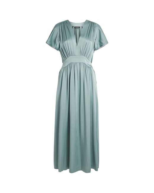 Fabiana Filippi Blue Satin Cape-Effect Midi Dress