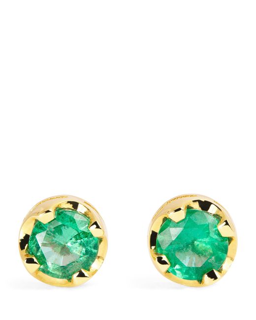 Jennifer Meyer Green Medium And Emerald Stud Earrings
