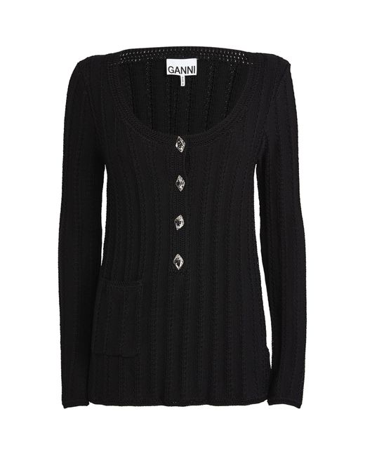 Ganni Laceknit Sweater in Black Lyst