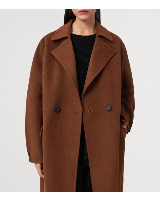 AllSaints Brown Wool-Blend Sellma Coat