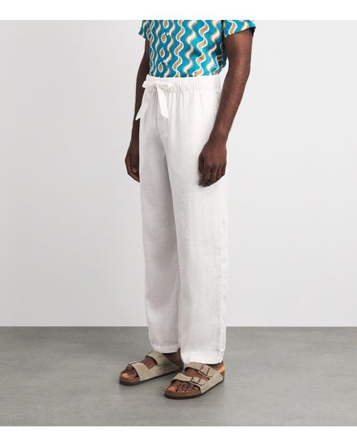 Frescobol Carioca White Cotton-Linen Luan Chinos for men