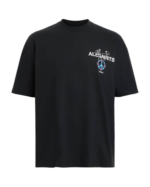 AllSaints Black Organic Cotton Reincarnate T-Shirt for men