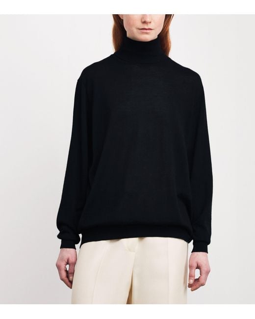 The Row Blue Nabari Cashmere Rollneck Sweater
