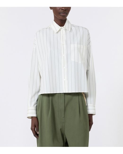 Weekend by Maxmara White Satin-Panel Stripe Shirt