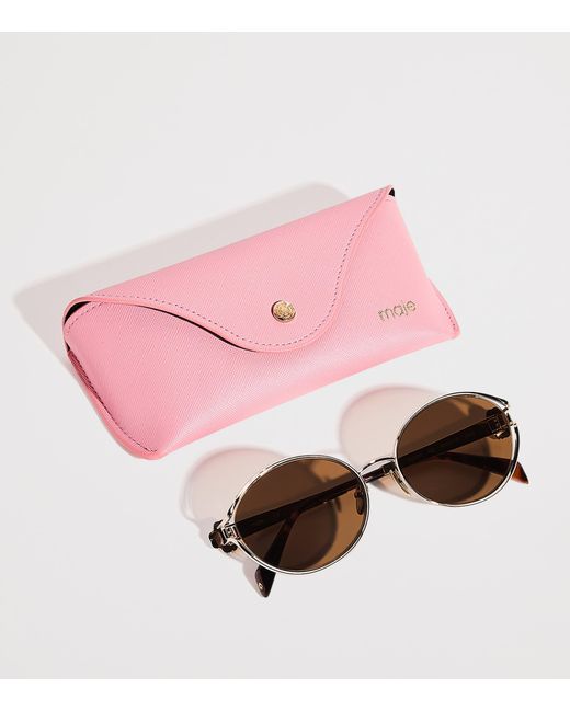 Maje Brown Metal Round Sunglasses