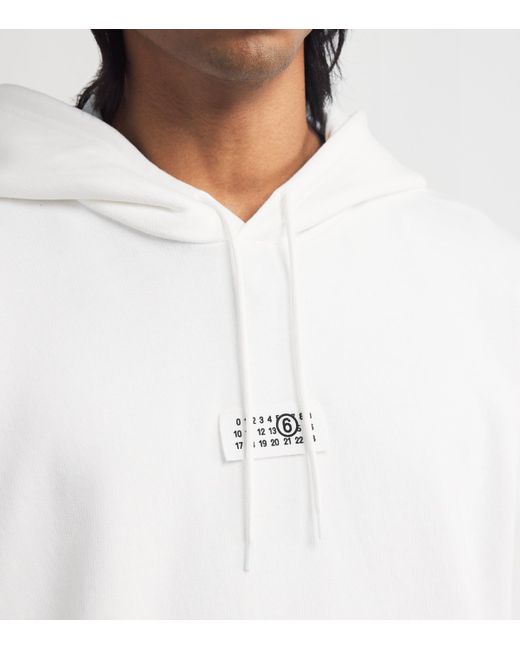 MM6 by Maison Martin Margiela White Cotton Numeric Tab Hoodie for men
