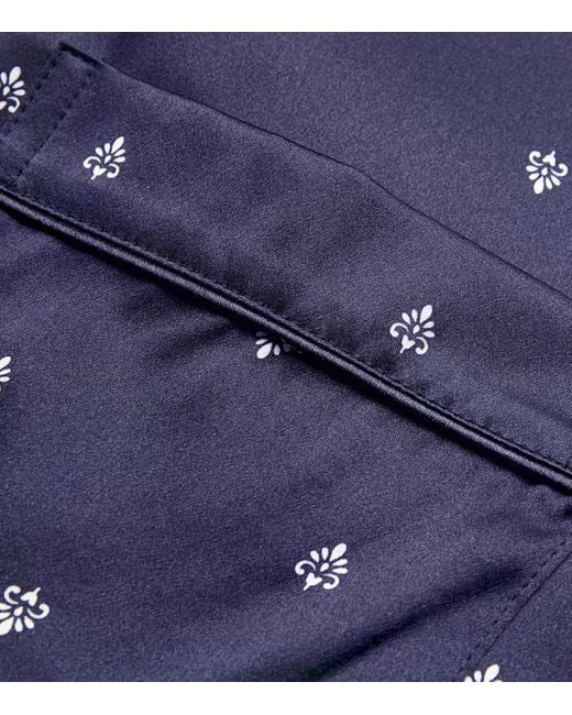 Derek Rose Blue Silk Paisley Print Pyjama Set for men