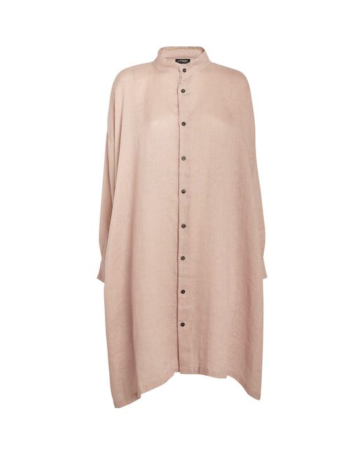 Eskandar Pink Linen Longline Shirt